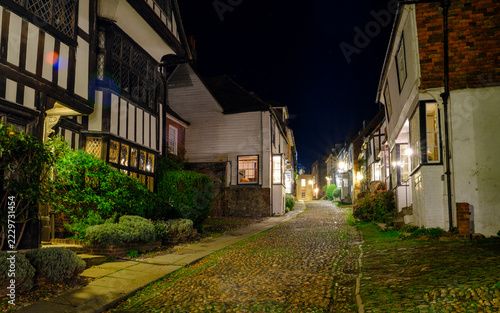 Nightscape of Mermaid Street, Rye, Kent