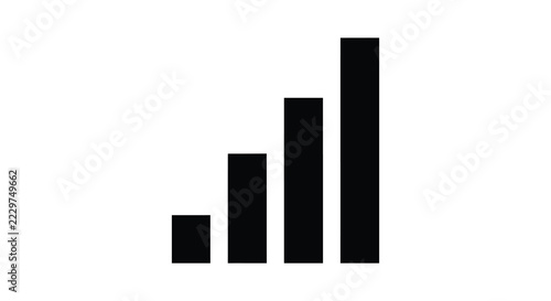 Ascending rectangular bars in black silhouette increasing