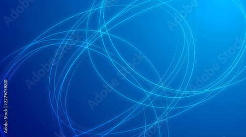 Abstract blue background with glowing curved lines and light waves