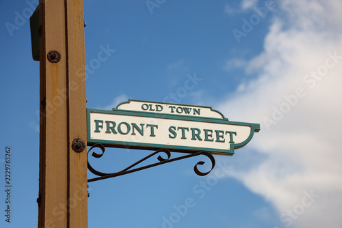 The Old Town Front Street sign at Old Town Temecula in Southern California.
