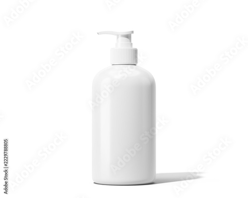 White plastic pump dispenser bottle isolated on transparent background for liquid soap, lotion or shampoo branding