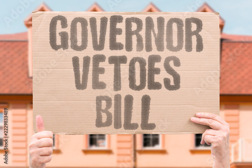Obraz na plátně "Governor vetoes bill" State leader blocks legislation