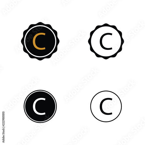 Copy right icon vector logo design template