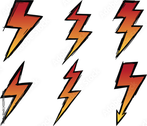 Variety Icon Illustration Set of Vector Graphics with lightning bolt