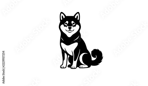Sitting Shiba Inu Silhouette Japanese Dog Breed Vector Icon