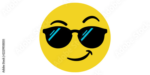 Obraz na plátně Cool smiley face wearing sunglasses with a winking eye and a playful smile represents fun and confidence for summer