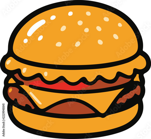 Vector Hamburger, Cheeseburger isolated on white background.