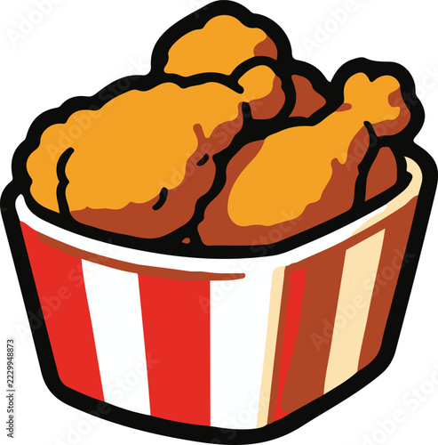 Fast food fried chicken meal vector illustration.