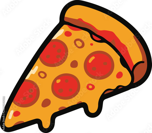 Pizza illustration, vector pizza on white background