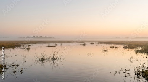 Minimalist Wetland Reflections at Dawn