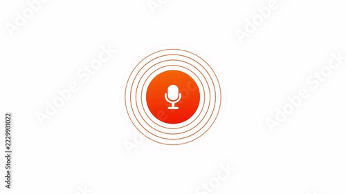 Audio voice record icon sign animation on transparent background, microphone voice recording with radio waves animated.