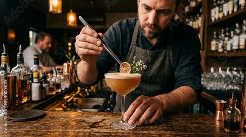 Bartender Garnishing Cocktail