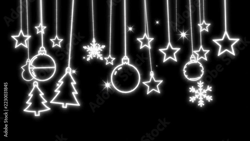 Christmas Ornaments Swaying on Branches Holiday Motion Background Loop