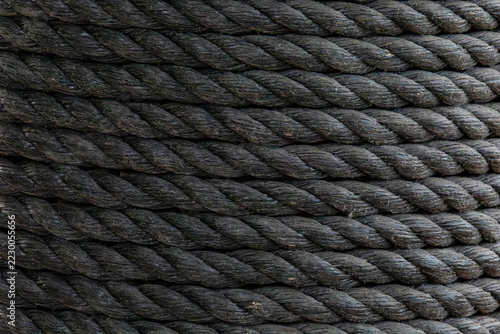 close up of a rope on a ship