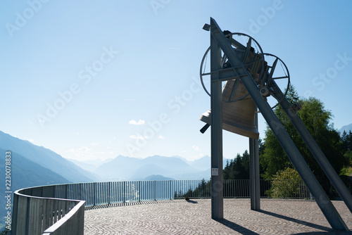 Mösern Friedensglocke – the Tyrolean Peace Bell, view of the Austrian Alps. A journey through the valley where the Inn River flows – Innsbruck – Seefeld – Austria – Tyrol