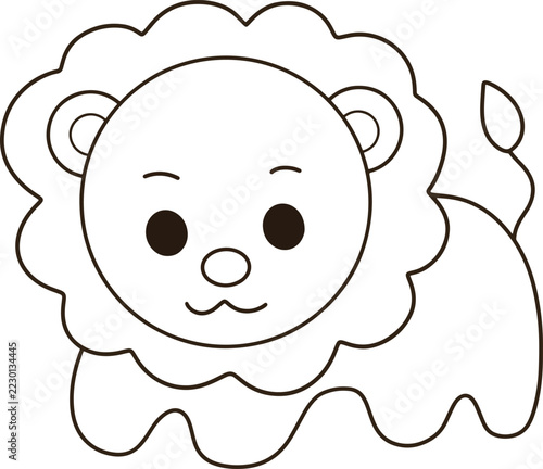 Cute Little Lion Outline Icon Minimalist Cartoon For Kids Education Sticker Craft