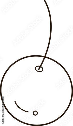 Cute big single cherry fruit black outline simple minimalist cartoon sticker icon