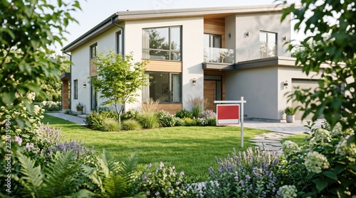 House sold, modern suburban property for sale real estate investment concept
