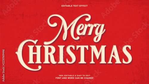 Vintage Merry Christmas Editable Text Effect Graphic Template