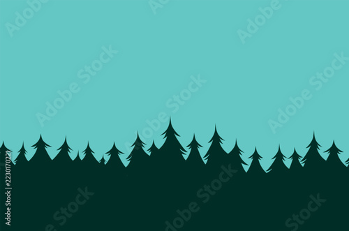 Teal Winter Forest Silhouette Background
