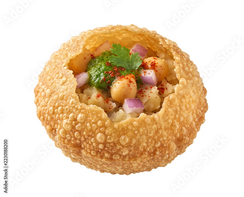 Obraz na plátně Pani puri stuffed with potatoes and chickpeas