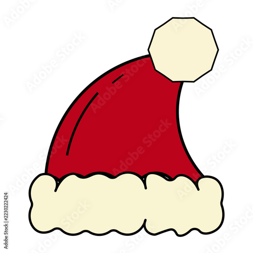 Classic Red Santa Claus Hat with White Fur Trim Vector Illustration