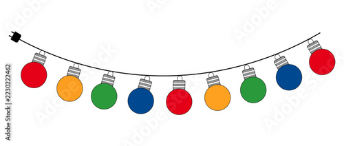 Christmas Colorful String Lights with Multicolor Bulbs Vector Illustration