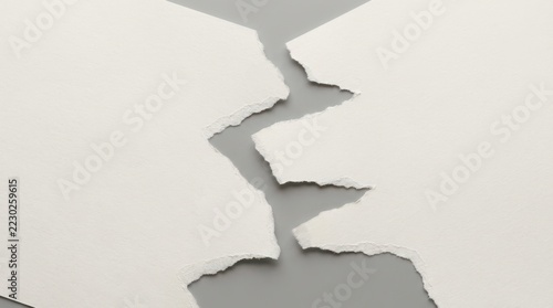 White paper sheet center tear