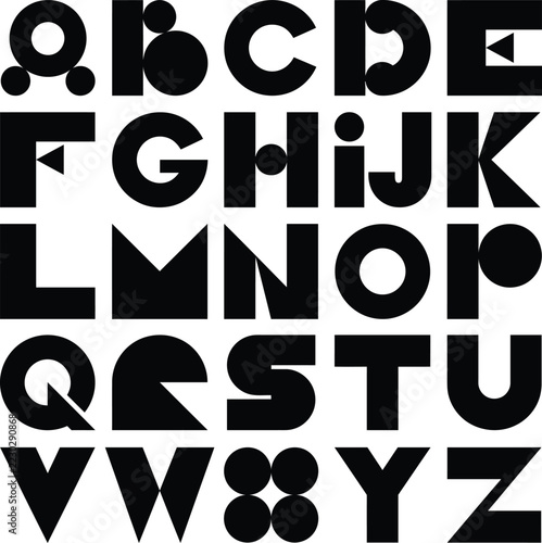 Alphabet with stylized geometric letters typography characters typeface abstract minimalist triangle creative