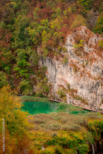 A view of the magnificent landscapes of Plitvice Lakes National Park in Croatia