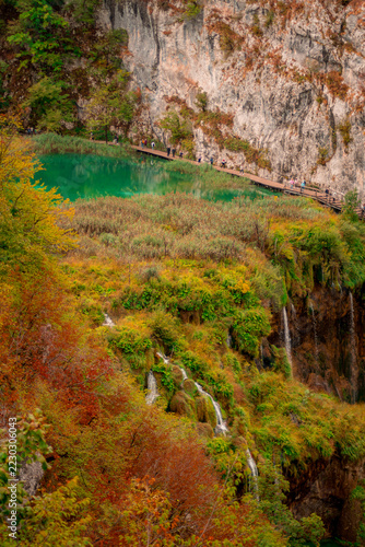 A view of the magnificent landscapes of Plitvice Lakes National Park in Croatia