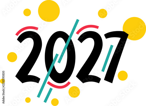 Happy New Year 2027 Modern Typography Design for Celebration Banner and Poster