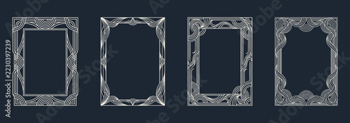 Set of Art Deco Decorative Line Borders and Elegant Frames