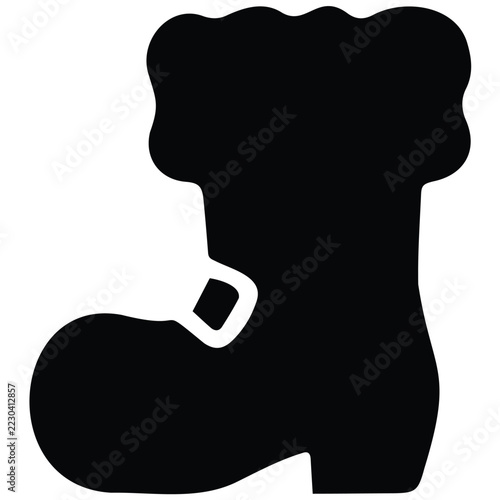 Santa boot silhouette with buckle trim line art illustration vector symbol for christmas craft.