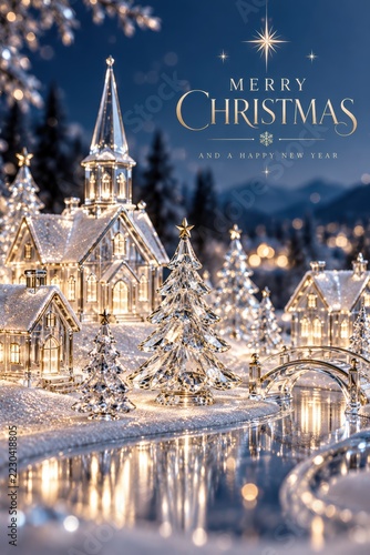Luxury Christmas Glass Architecture with Crystal Houses and Trees