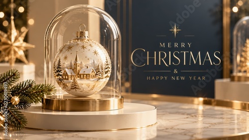 Luxury Christmas Ornament Displayed as Museum Object under Glass Cloche