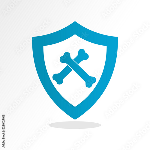 Shield icon with a crossed-bones logo—a concept for safeguarding health.