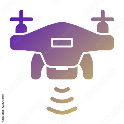 Flying Drone icon illustration. This is a vector single icon with a solid gradient style. It is suitable for various purposes, including website design, mobile app design, and logo design.