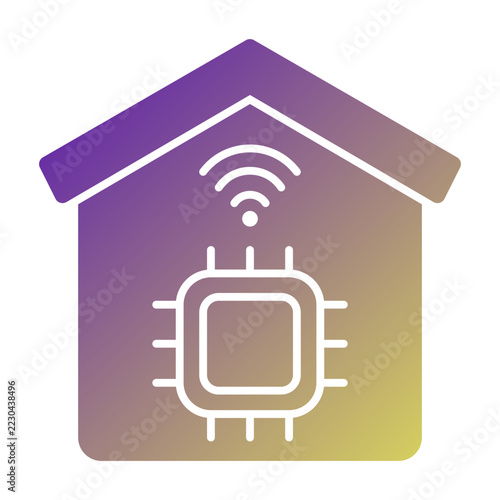 Smart Home icon illustration. This is a vector single icon with a solid gradient style. It is suitable for various purposes, including website design, mobile app design, and logo design.