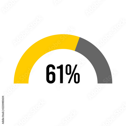 61% percent percentage half circle diagram meter ready-to-use for web design, user interface UI or infographic