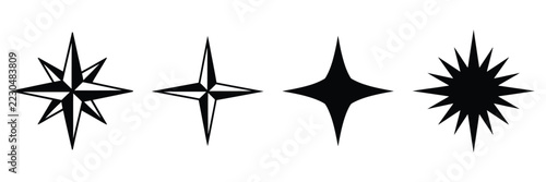 Collection of nautical star vector silhouettes