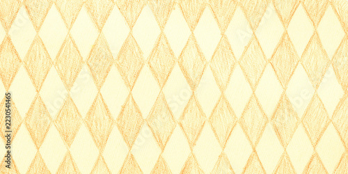 Pattern of beige diamonds, drawn in pencil on textured paper. An artistic, textured background.