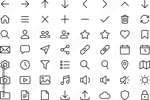 Icons set for web and mobile interface navigation and user experience