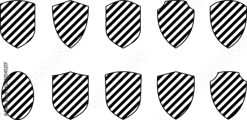 Shields collection icons with black and white diagonal stripes