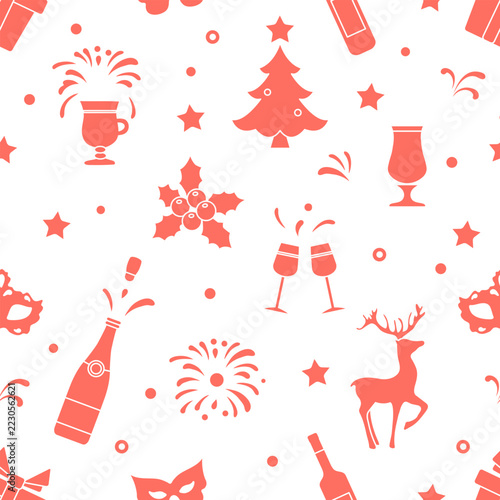 New year 2025 Christmas vector seamless pattern