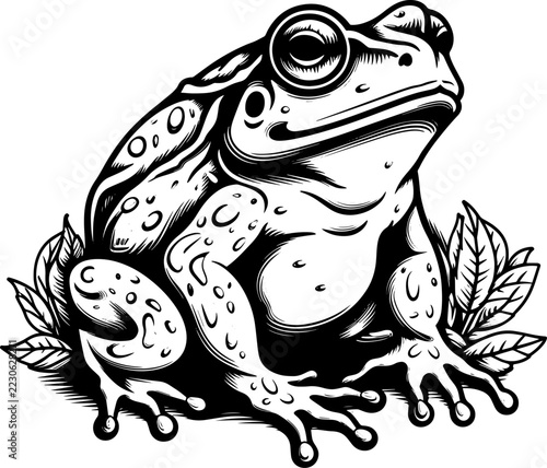 Bold Ink Toad Tattoo Style Black Line Art Illustration