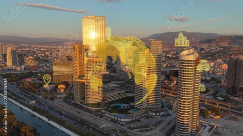 Smart city and communication network concept. Digital transformation. High quality 4k footage