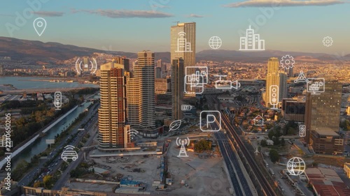 Smart city and communication network concept. Digital transformation. High quality 4k footage