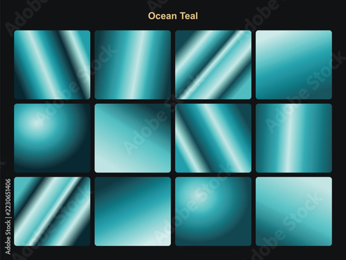 Ocean Teal Gradient Swatches and Metallic Textures