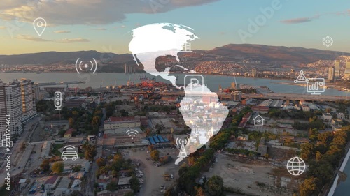 Smart city and communication network concept. Digital transformation. High quality 4k footage